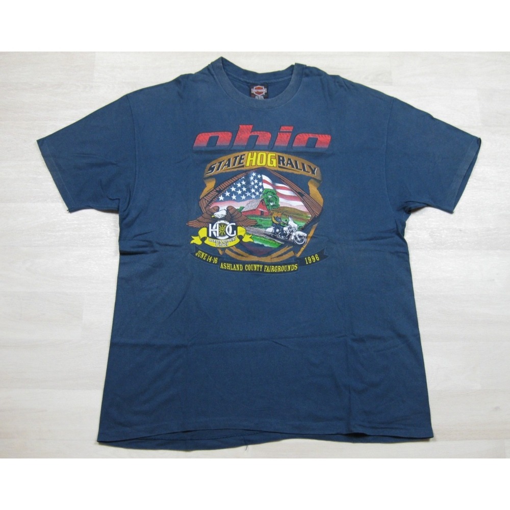 Vintage 90s Harley Owner's Group T-shirt (XXL) Ohio State HOG Rally Biker 1996
